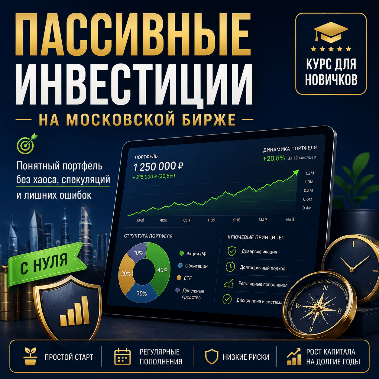 💰 Инвестиции на Московской бирже по понятной стратегии: как создать портфель без хаоса и лишних решений