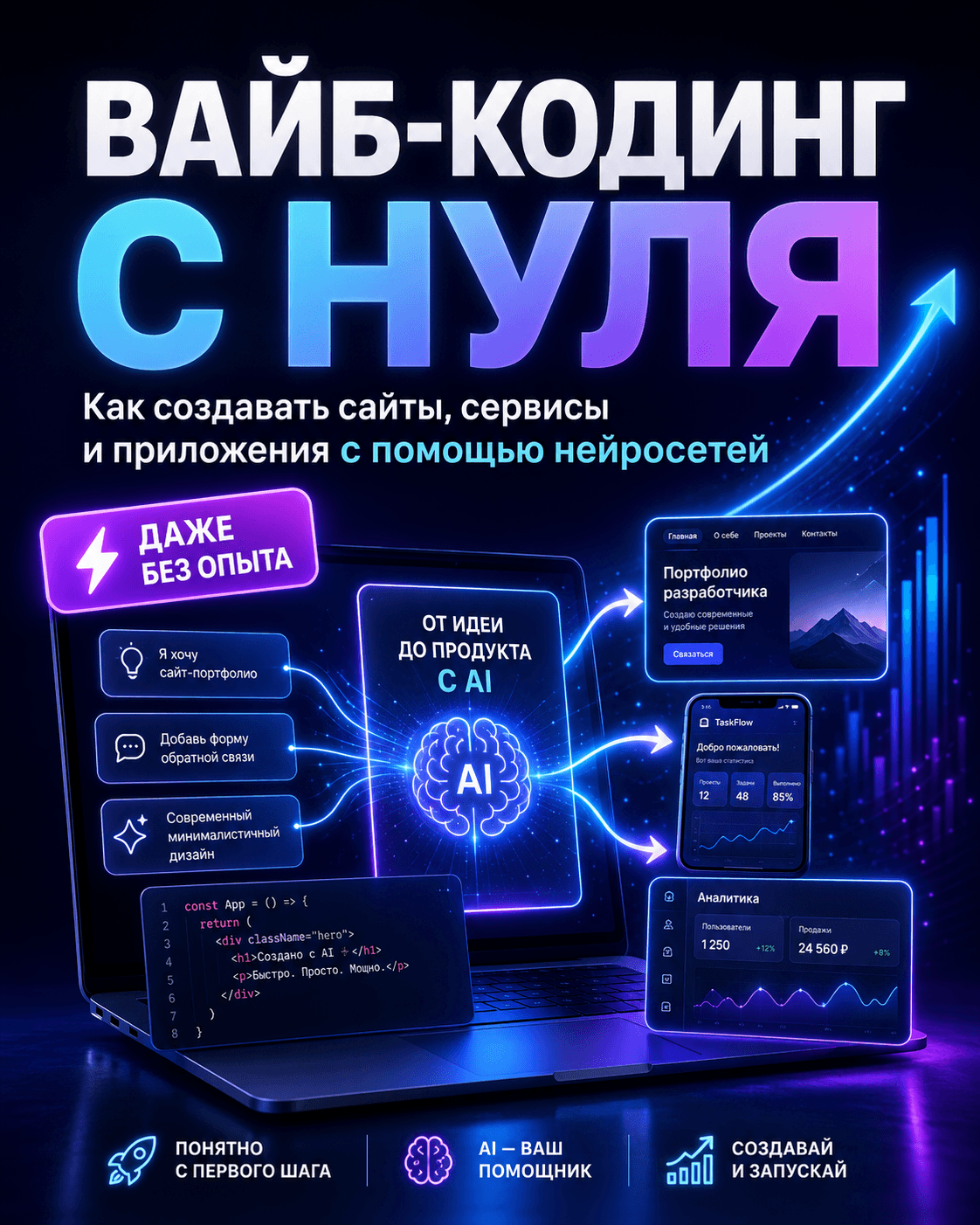 💻 Вайб-кодинг с нуля: как создавать сайты, сервисы и приложения с помощью нейросетей — даже без опыта в программировании